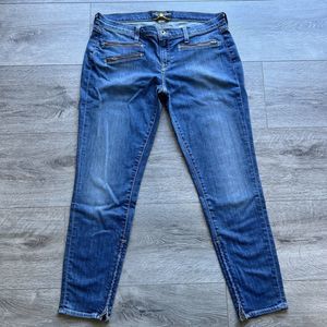 Lucky Brand Jeans Women’s Size 32x29 Meadowood Moto Blue Ankle Zip Skinny
